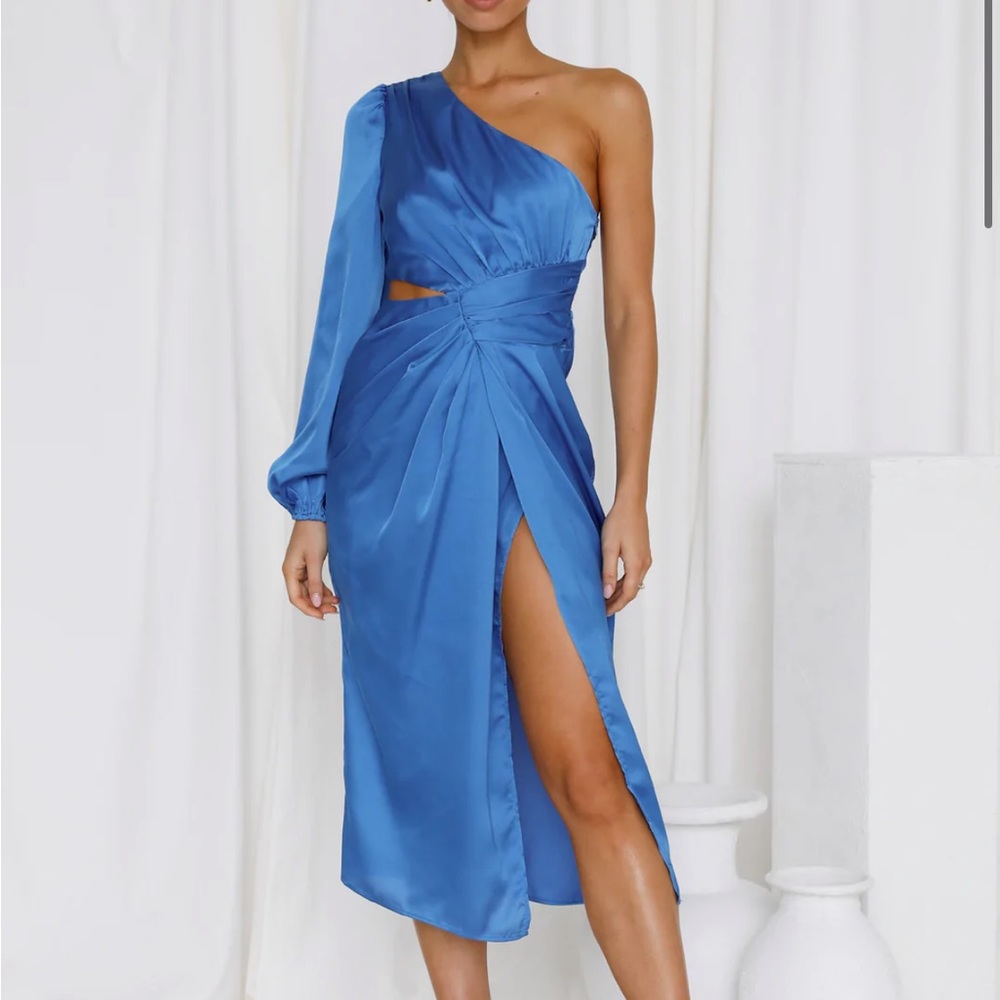 LIT TIMES MIDI DRESS BLUE